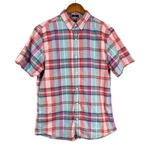 Hawker Rye Short Sleeve Slim Fit Shirt Plaid Seersucker Size Large Tall